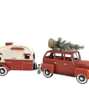Christmas Car with Camper, Metal Miniatures
