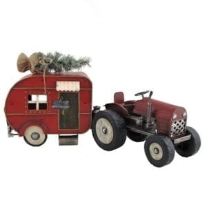 Tractor and Christmas trailer metal miniatures