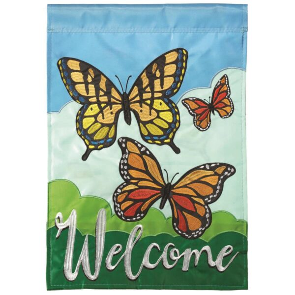 BUTTERFLIES WELCOME Garden Flag